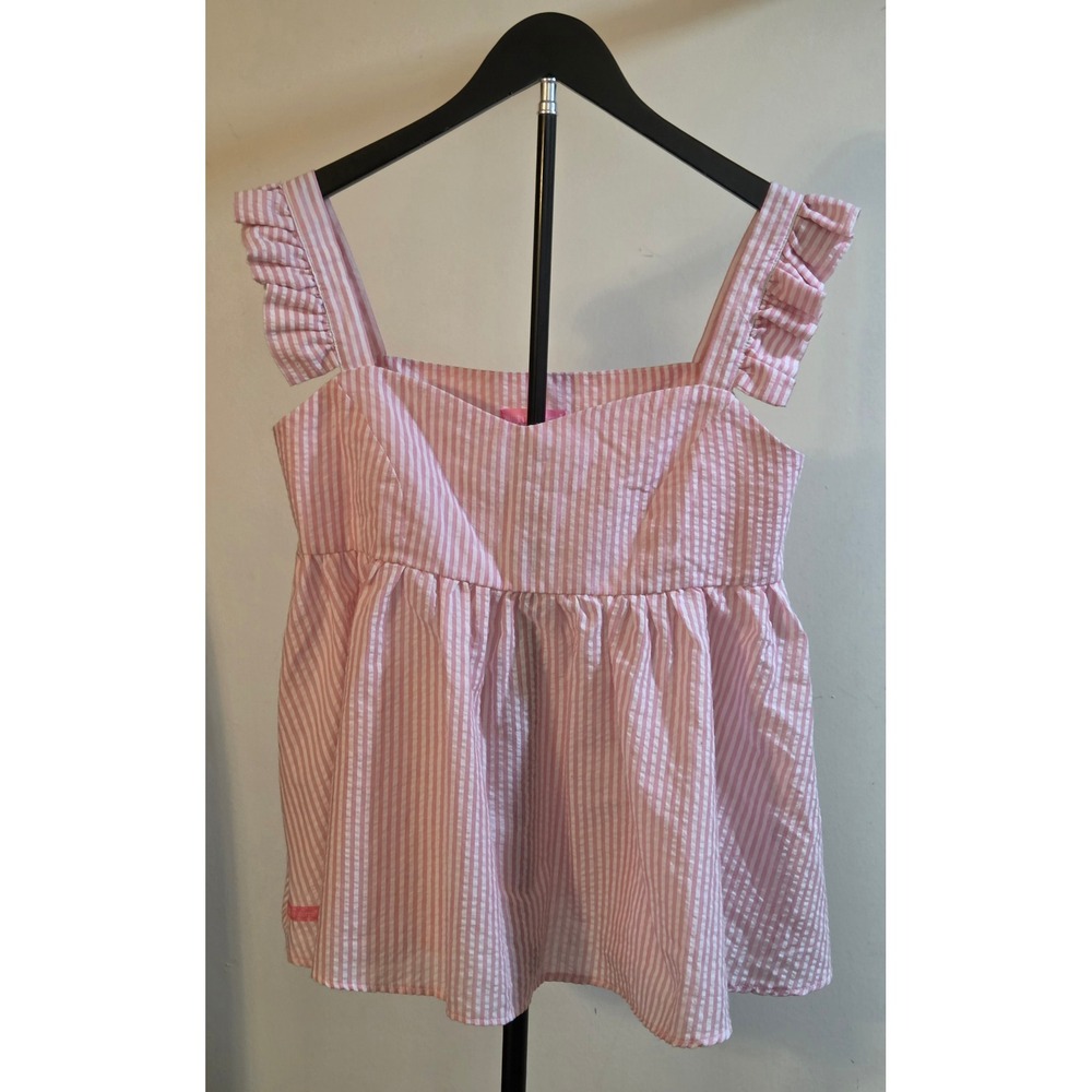 Simply Southern Striped Seersucker Babydoll Tank Top Women's Size Small